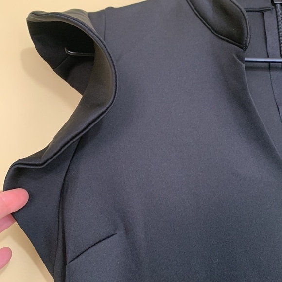 New York & Company | NWT Black Flutter Cap Sleeve Split V-Neck Sheath Dress MP - Picture 7 of 17